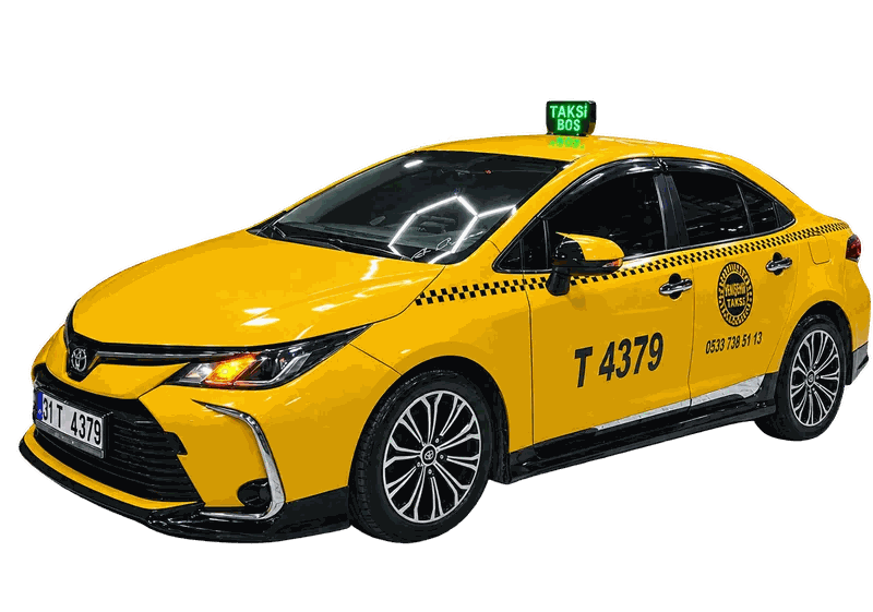 İskenderun Karaağaç Taksi aracı: sarı Toyota Corolla taksi, plaka 31 T 4379